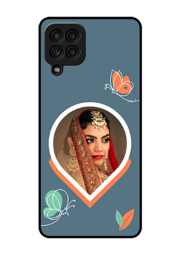 Galaxy A22 4G Custom Glass Mobile Case - Droplet Butterflies Design