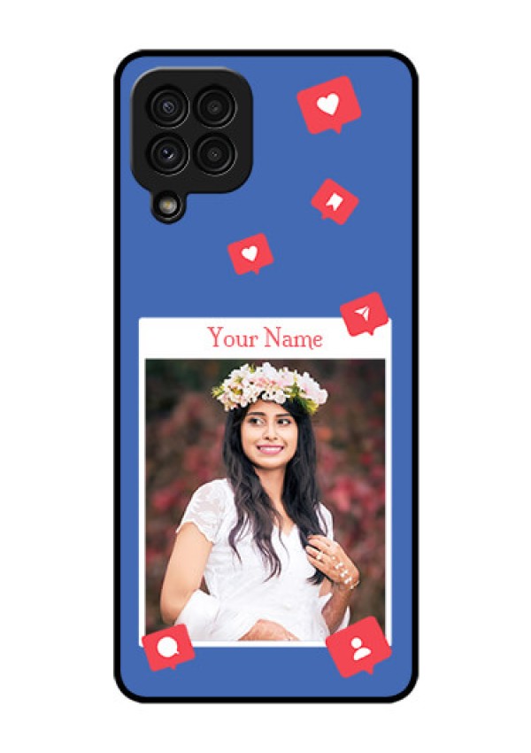 Galaxy A22 4G Custom Glass Phone Case - Like Share And Comment Design
