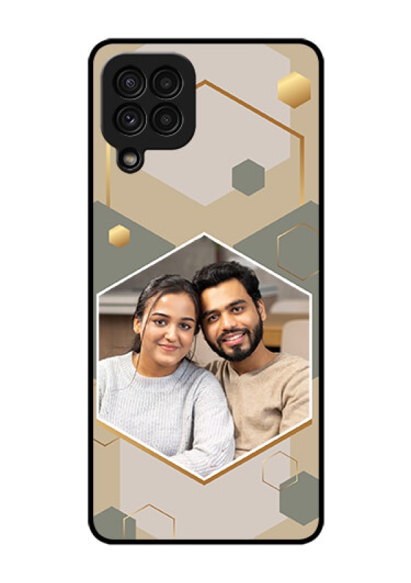 Galaxy A22 4G Photo Printing on Glass Case - Stylish Hexagon Pattern Design