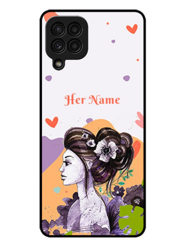 Custom Galaxy A22 4G Personalized Glass Phone Case - Woman And Nature Design