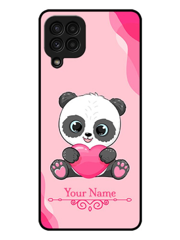 Custom Galaxy A22 4G Custom Glass Mobile Case - Cute Panda Design