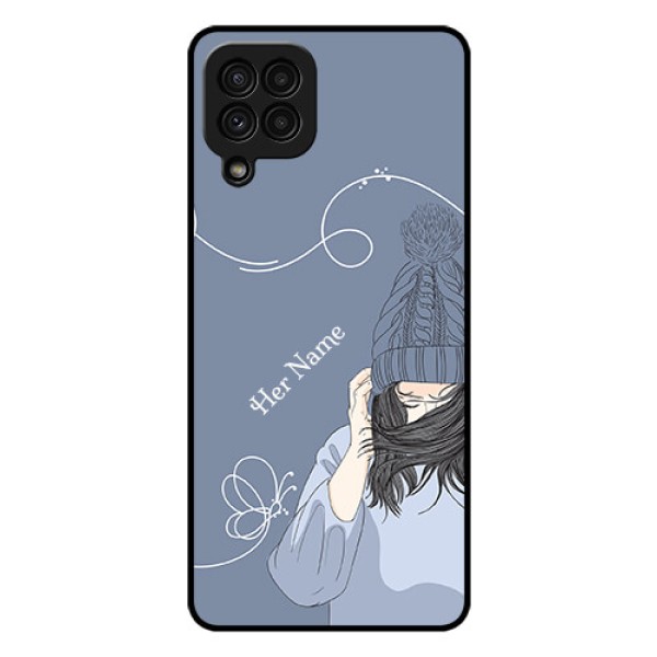 Galaxy A22 4G Custom Glass Mobile Case - Girl in winter outfit Design