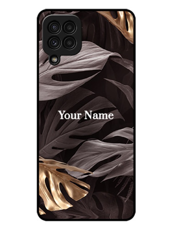 Custom Galaxy A22 4G Personalised Glass Phone Case - Wild Leaves digital paint Design