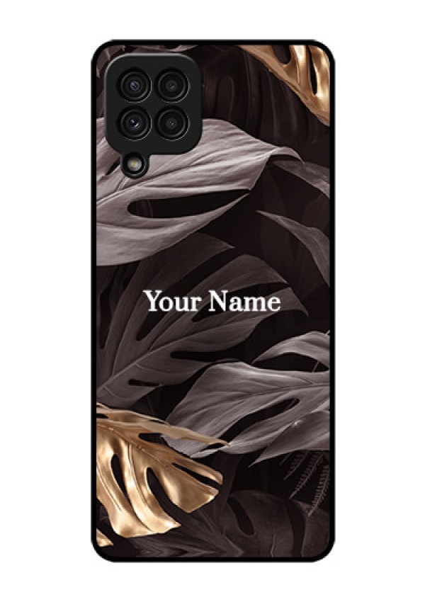 Galaxy A22 4G Personalised Glass Phone Case - Wild Leaves digital paint Design