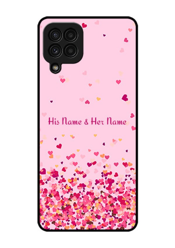 Galaxy A22 4G Photo Printing on Glass Case - Floating Hearts Design