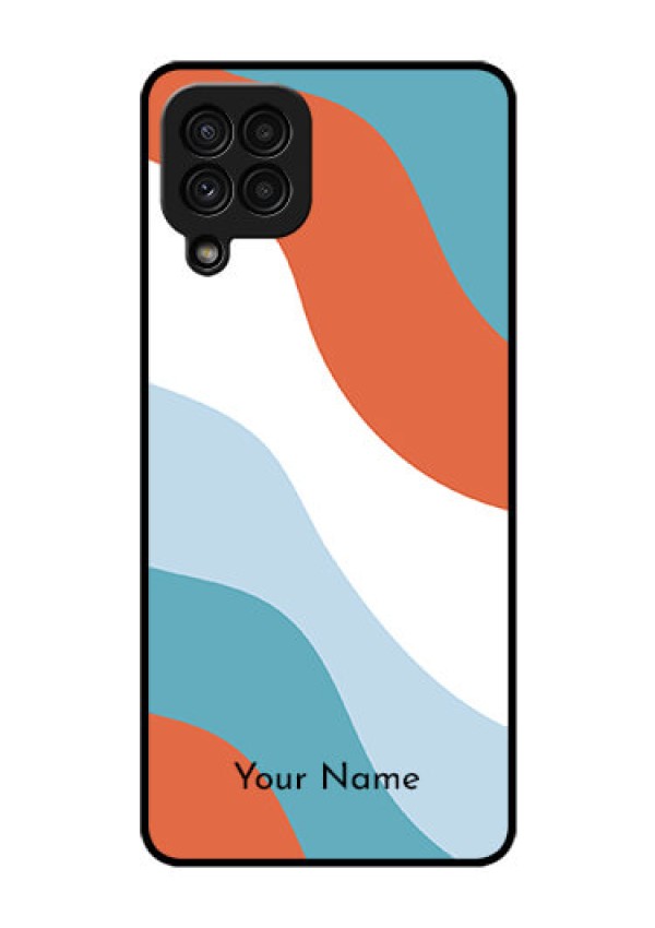 Galaxy A22 4G Custom Glass Mobile Case - coloured Waves Design