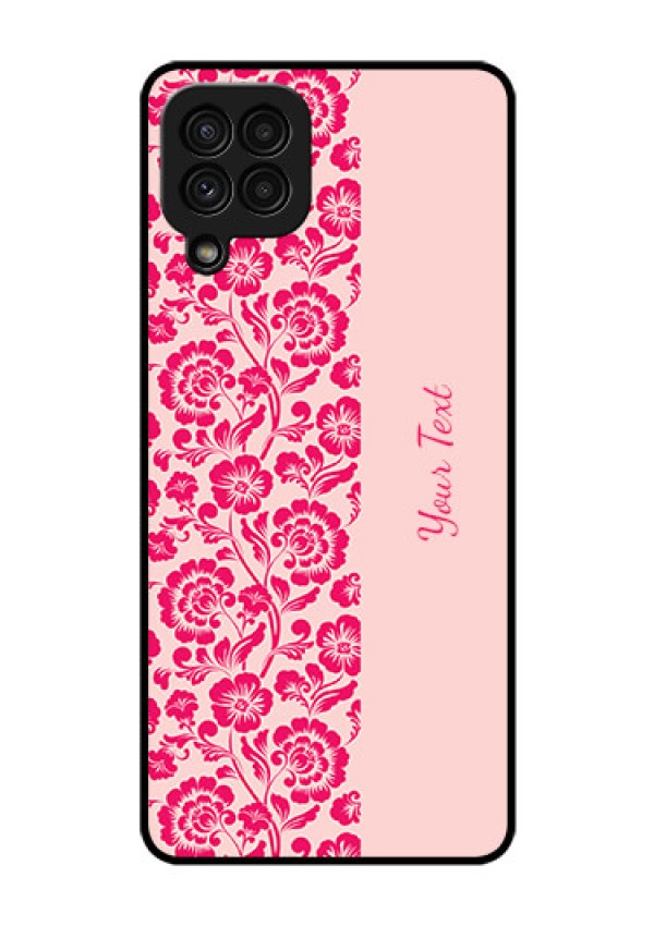 Galaxy A22 4G Custom Glass Phone Case - Attractive Floral Pattern Design