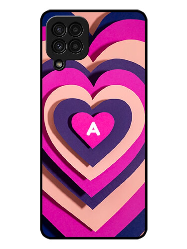 Custom Galaxy A22 4G Custom Glass Mobile Case - Cute Heart Pattern Design