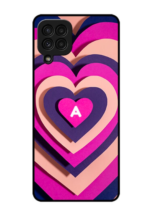 Galaxy A22 4G Custom Glass Mobile Case - Cute Heart Pattern Design