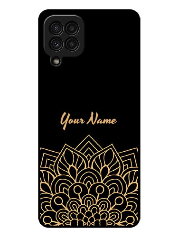 Custom Galaxy A22 4G Custom Glass Phone Case - Golden mandala Design