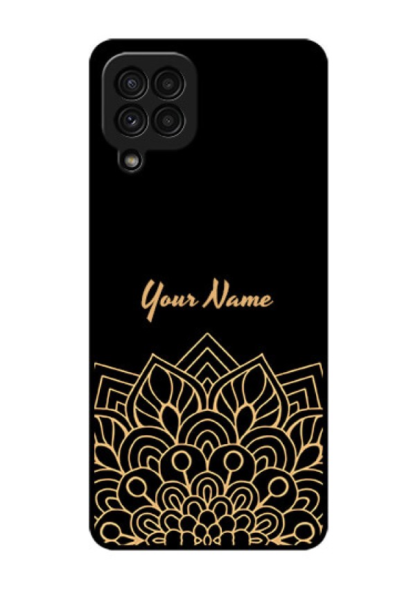 Galaxy A22 4G Custom Glass Phone Case - Golden mandala Design