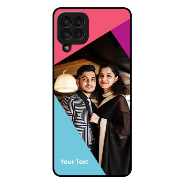 Galaxy A22 4G Custom Glass Mobile Case - Stacked Triple colour Design Galaxy A22 4G Custom Glass Mobile Case - Stacked Triple colour Design