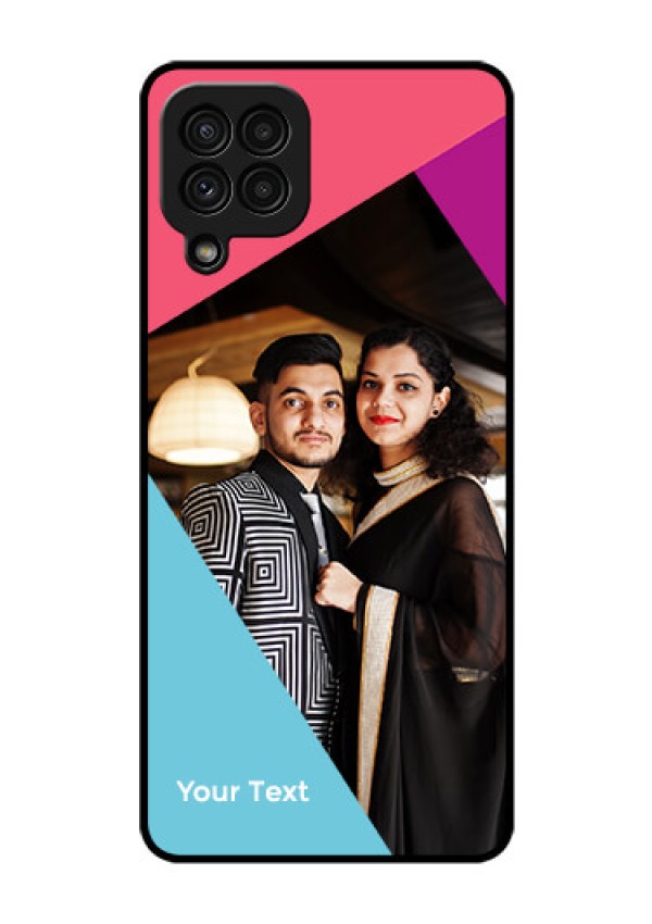 Galaxy A22 4G Custom Glass Mobile Case - Stacked Triple colour Design