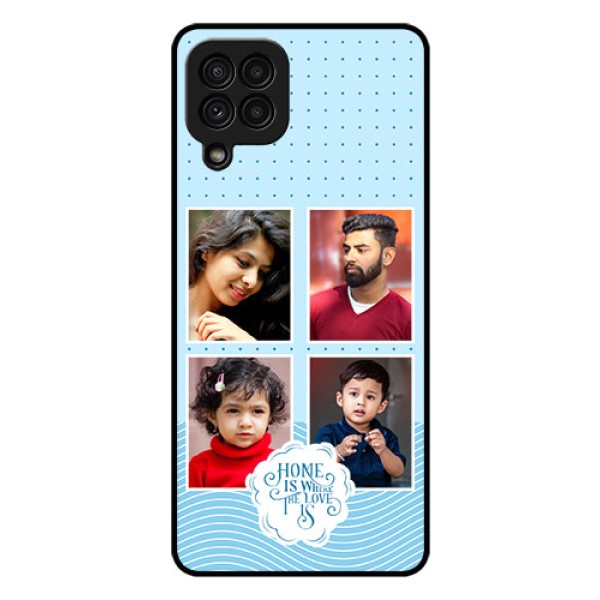 Galaxy A22 4G Custom Glass Phone Case - Cute love quote with 4 pic upload Design Galaxy A22 4G Custom Glass Phone Case - Cute love quote with 4 pic upload Design