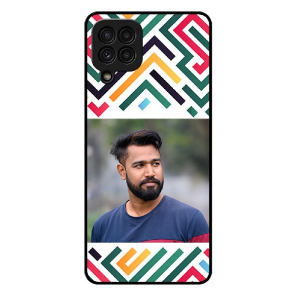 Galaxy A22 4G Personalized Glass Phone Case - Colorful Maze Pattern Design Galaxy A22 4G Personalized Glass Phone Case - Colorful Maze Pattern Design