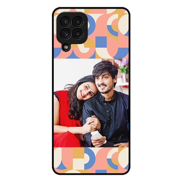 Galaxy A22 4G Photo Printing on Glass Case - Semi-circle Maze Pattern Design Galaxy A22 4G Photo Printing on Glass Case - Semi-circle Maze Pattern Design