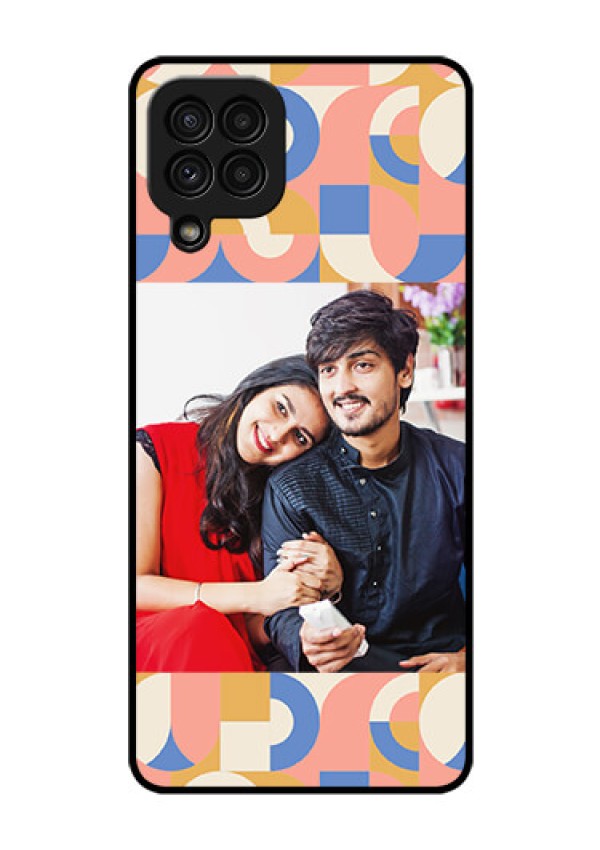 Galaxy A22 4G Photo Printing on Glass Case - Semi-circle Maze Pattern Design
