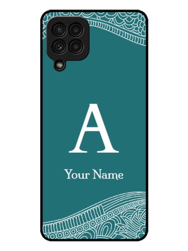Custom Galaxy A22 4G Personalized Glass Phone Case - line art pattern with custom name Design