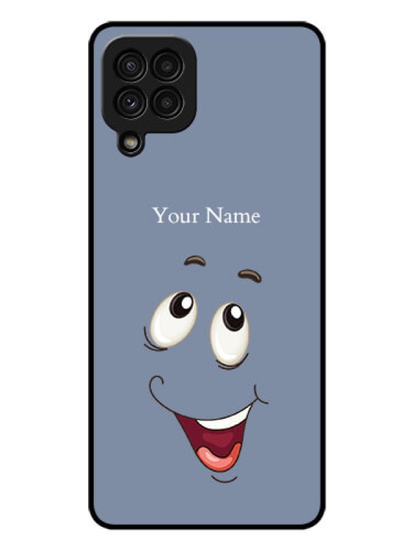 Custom Galaxy A22 4G Photo Printing on Glass Case - Laughing Cartoon Face Design