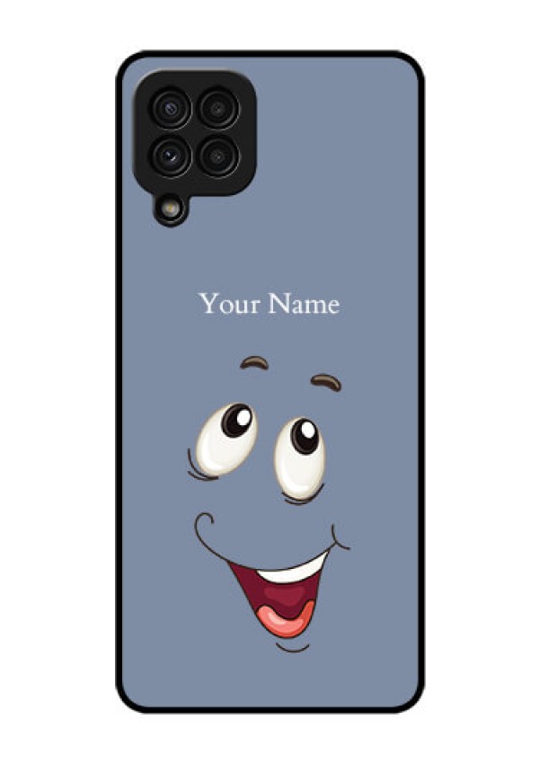 Galaxy A22 4G Photo Printing on Glass Case - Laughing Cartoon Face Design