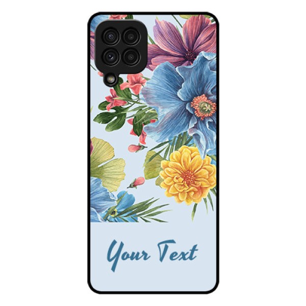 Galaxy A22 4G Custom Glass Mobile Case - Stunning Watercolored Flowers Painting Design