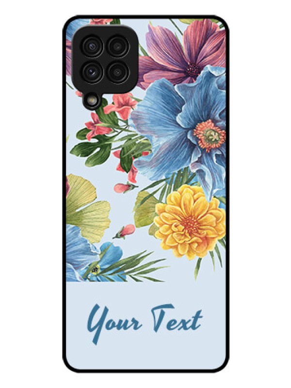 Custom Galaxy A22 4G Custom Glass Mobile Case - Stunning Watercolored Flowers Painting Design