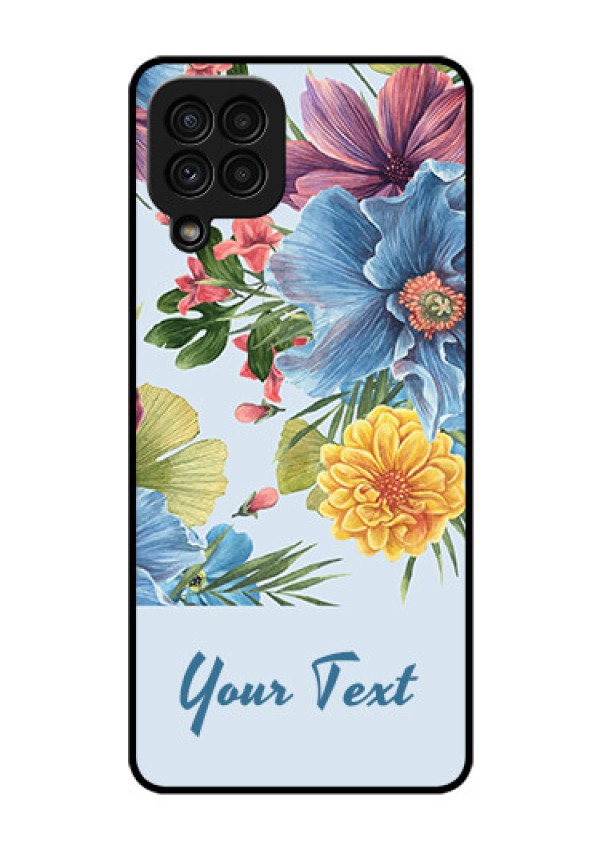 Galaxy A22 4G Custom Glass Mobile Case - Stunning Watercolored Flowers Painting Design