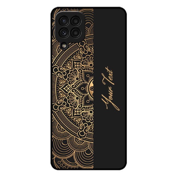 Galaxy A22 4G Photo Printing on Glass Case - Mandala art with custom text Design Galaxy A22 4G Photo Printing on Glass Case - Mandala art with custom text Design