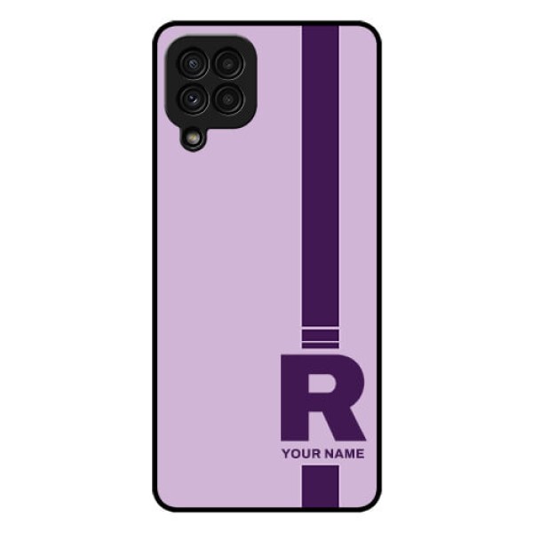 Galaxy A22 4G Photo Printing on Glass Case - Simple dual tone stripe with name Design Galaxy A22 4G Photo Printing on Glass Case - Simple dual tone stripe with name Design