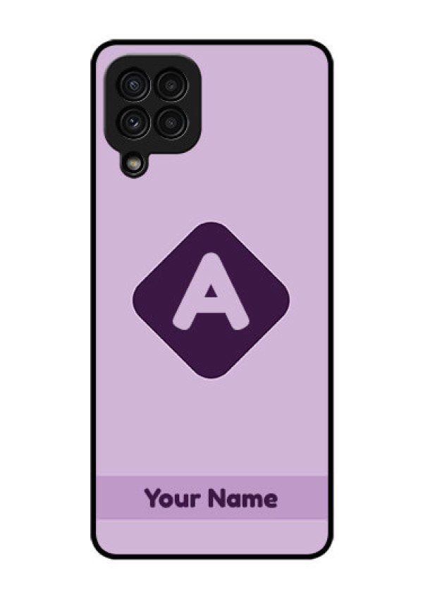 Galaxy A22 4G Custom Glass Mobile Case - Custom Letter in curved badge Design