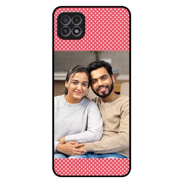 Galaxy A22 5G Custom Glass Phone Case - White Dotted Design Galaxy A22 5G Custom Glass Phone Case - White Dotted Design
