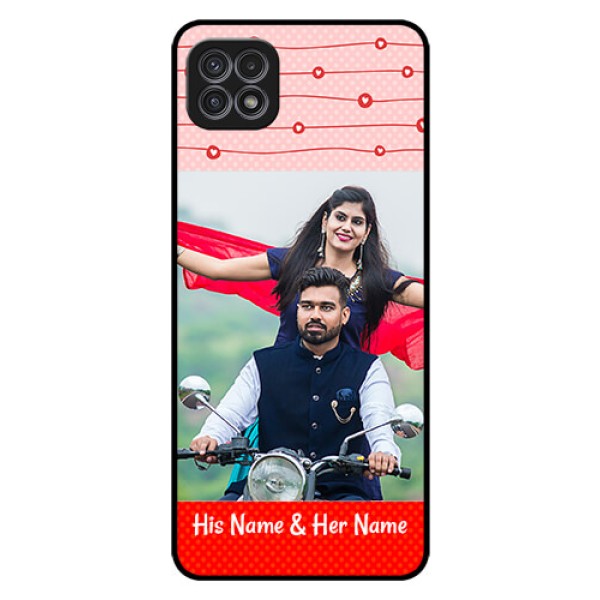 Galaxy A22 5G Personalized Glass Phone Case - Red Pattern Case Design Galaxy A22 5G Personalized Glass Phone Case - Red Pattern Case Design