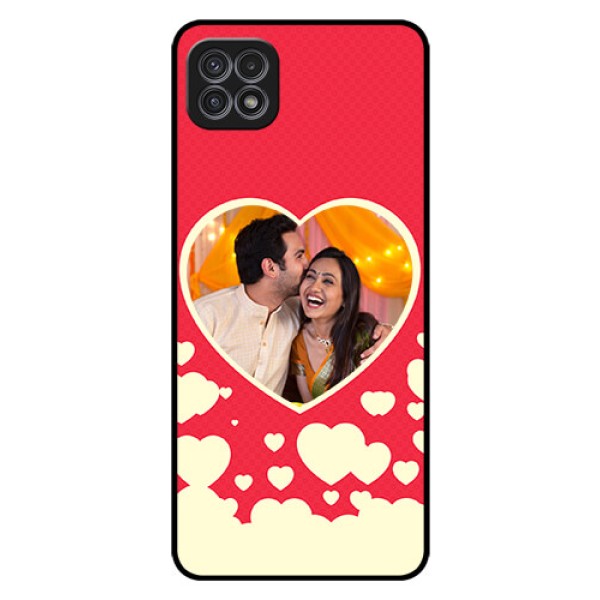 Galaxy A22 5G Custom Glass Mobile Case - Love Symbols Phone Cover Design