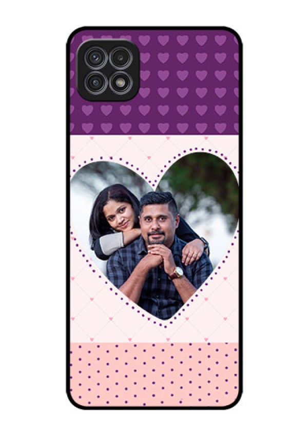 Galaxy A22 5G Custom Glass Phone Case - Violet Love Dots Design