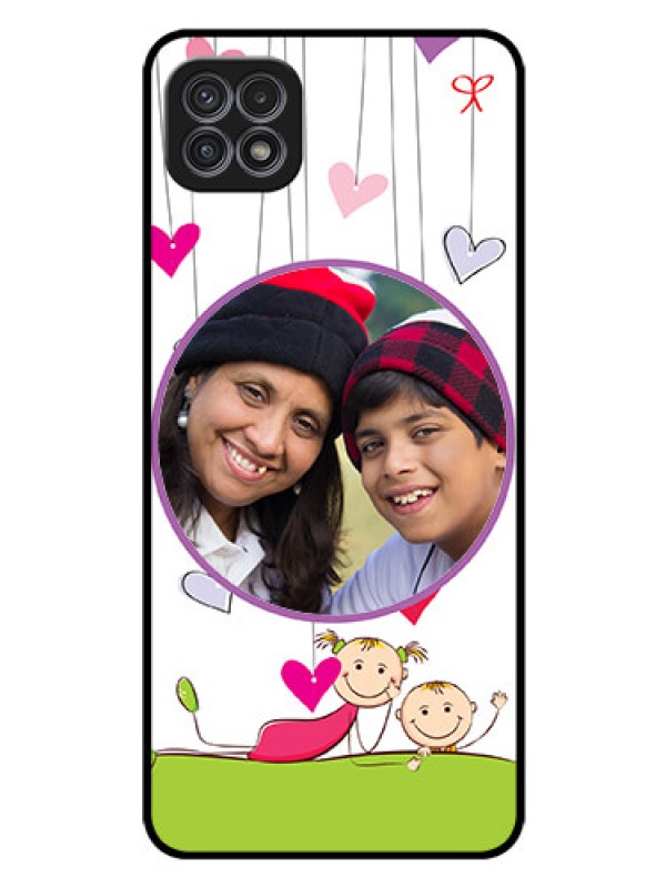 Custom Galaxy A22 5G Photo Printing on Glass Case - Cute Kids Phone Case Design