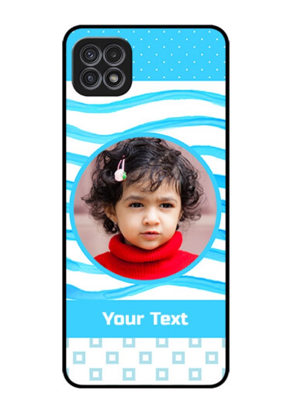 Galaxy A22 5G Custom Glass Phone Case - Simple Blue Case Design