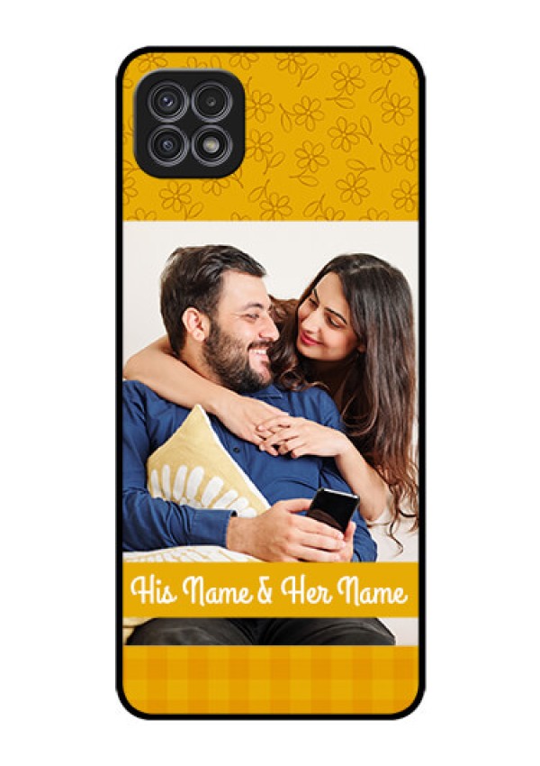 Galaxy A22 5G Custom Glass Mobile Case - Yellow Floral Design