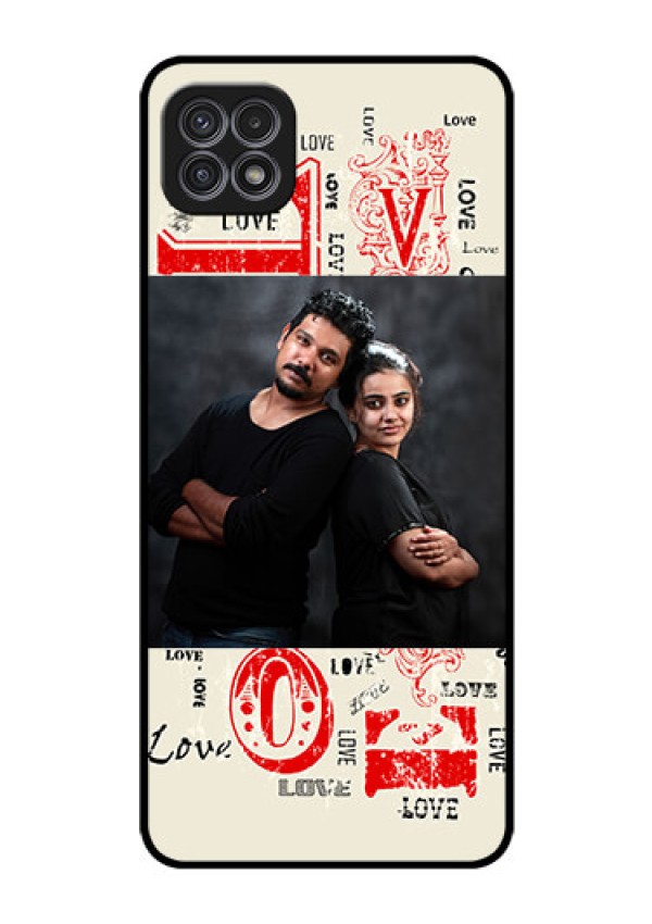 Galaxy A22 5G Photo Printing on Glass Case - Trendy Love Design Case