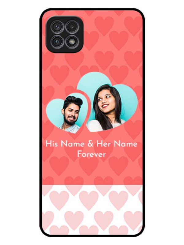 Custom Galaxy A22 5G Personalized Glass Phone Case - Couple Pic Upload Design