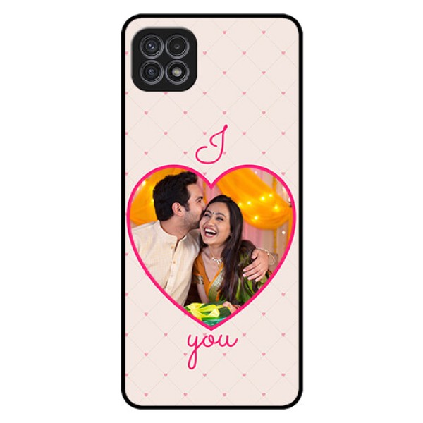 Galaxy A22 5G Custom Glass Mobile Case - Heart Shape Design
