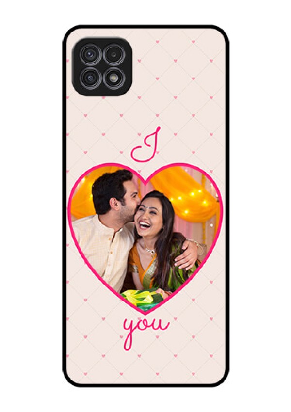 Galaxy A22 5G Custom Glass Mobile Case - Heart Shape Design