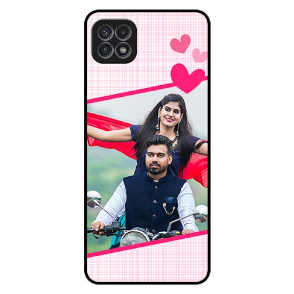 Galaxy A22 5G Custom Glass Phone Case - Love Shape Heart Design