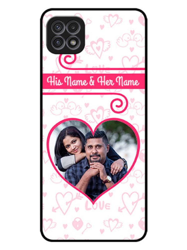 Custom Galaxy A22 5G Personalized Glass Phone Case - Heart Shape Love Design