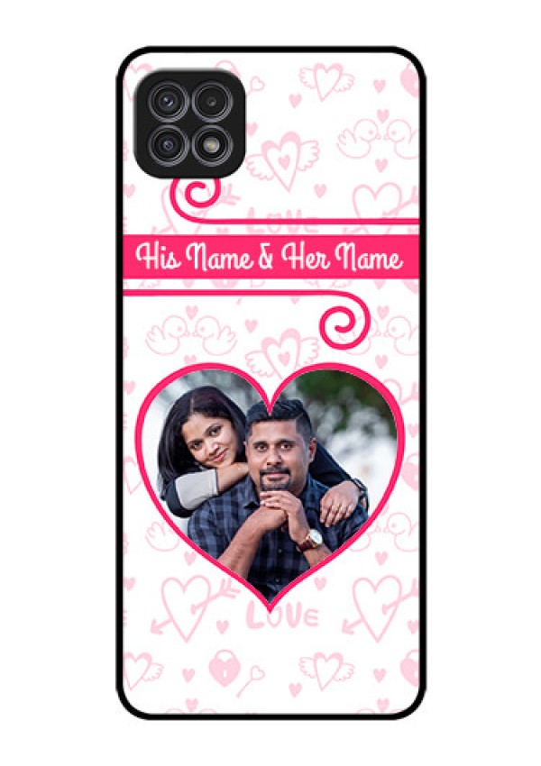 Galaxy A22 5G Personalized Glass Phone Case - Heart Shape Love Design
