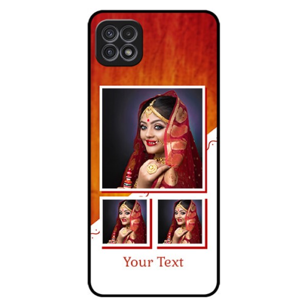 Galaxy A22 5G Custom Glass Phone Case - Wedding Memories Design Galaxy A22 5G Custom Glass Phone Case - Wedding Memories Design