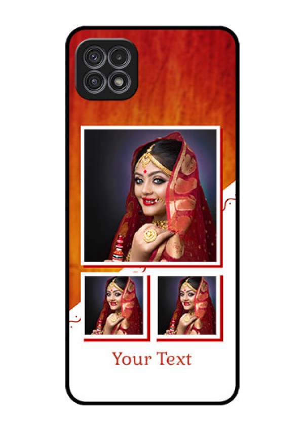 Galaxy A22 5G Custom Glass Phone Case - Wedding Memories Design 