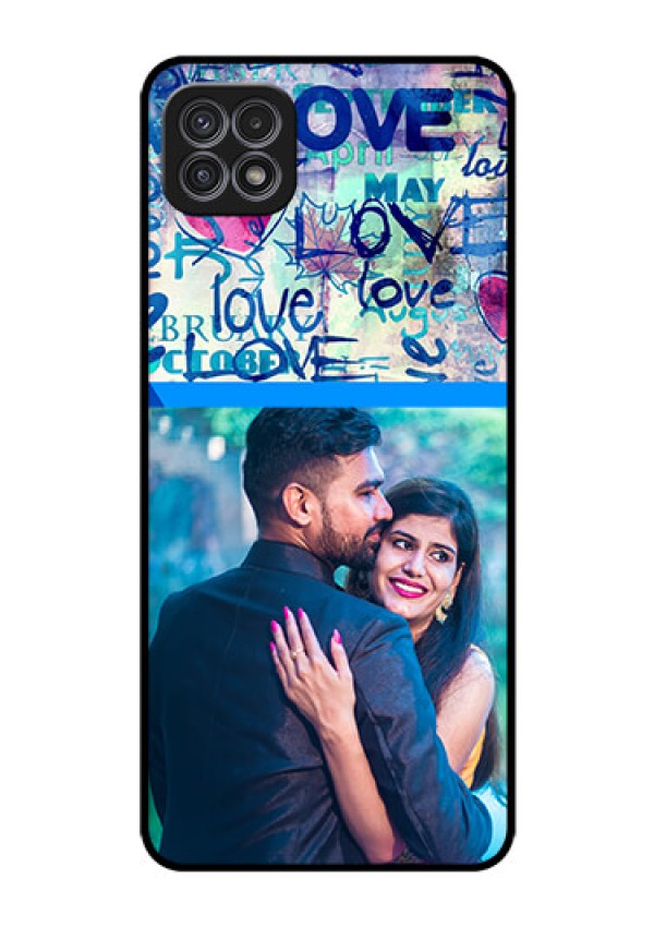 Galaxy A22 5G Custom Glass Mobile Case - Colorful Love Design