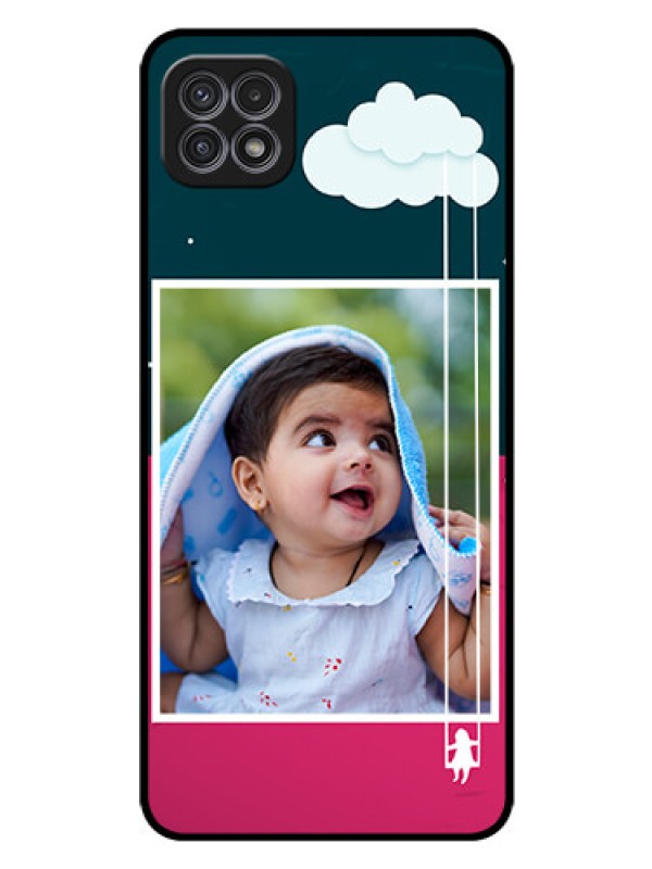 Custom Galaxy A22 5G Custom Glass Phone Case - Cute Girl with Cloud Design