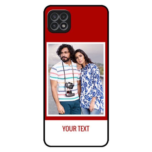 Galaxy A22 5G Personalized Glass Phone Case - Simple Red Color Design
