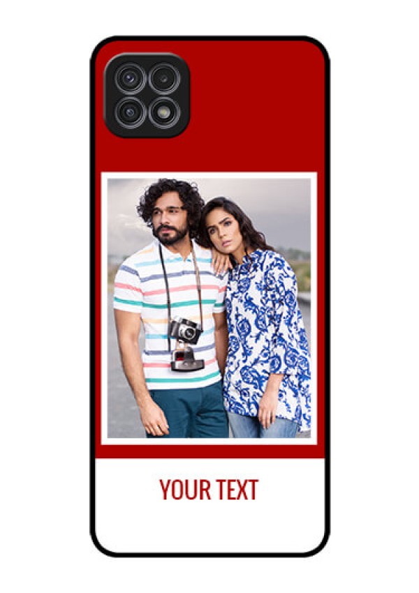 Galaxy A22 5G Personalized Glass Phone Case - Simple Red Color Design